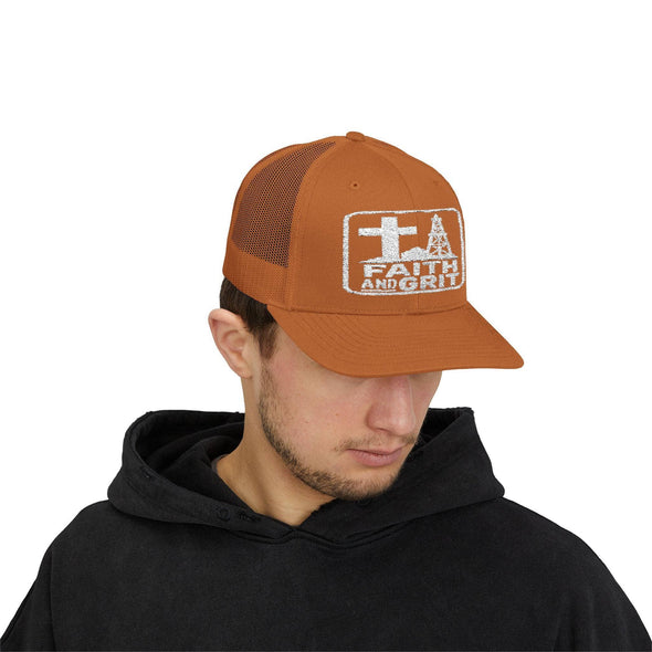 Faith Oilfield Grit Inspired Snapback Trucker Hat