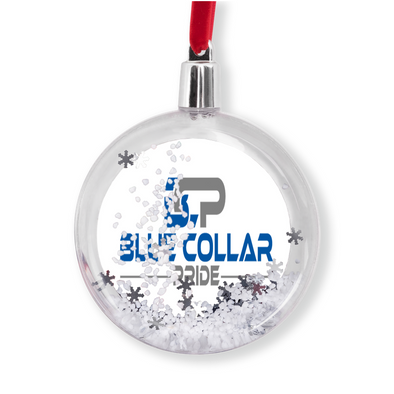 Blue Collar Pride Snow Globe Ornament