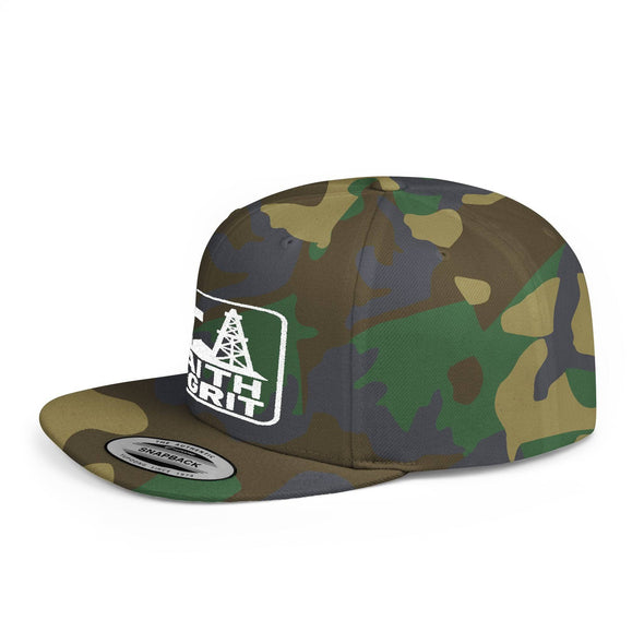 Faith Oilfield Grit Inspired Snapback Flat Bill Hat