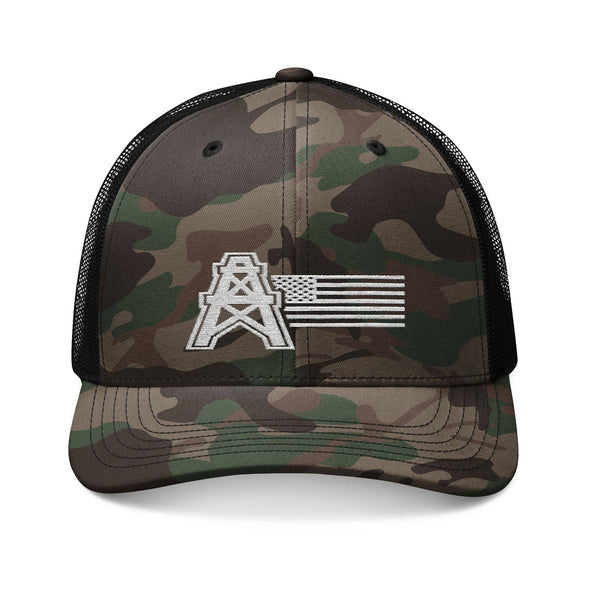 Camouflage American Oilfield Embroidered Trucker Hat
