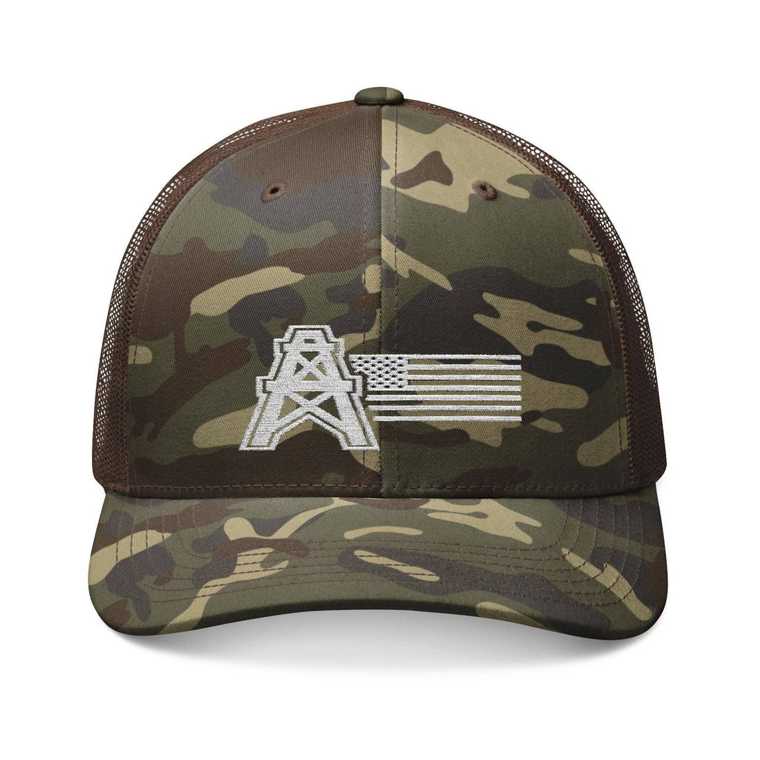 Camouflage American Oilfield Embroidered Trucker Hat