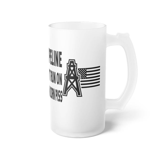 American Oil Pro Pipeline Frosted Glass Beer Mug