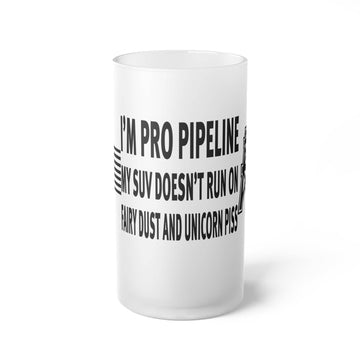 American Oil Pro Pipeline Frosted Glass Beer Mug
