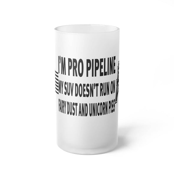 American Oil Pro Pipeline Frosted Glass Beer Mug