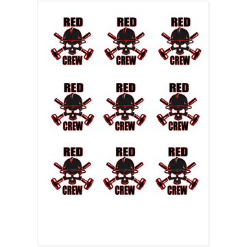 Red Team Die Cut Sticker - Hard Hat 9 stickers per sheet.
