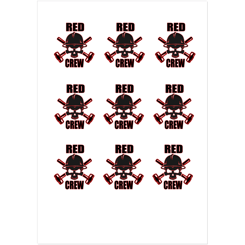 Red Team Die Cut Sticker - Hard Hat 9 stickers per sheet.