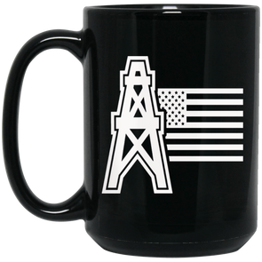 American Flag - White Oil Well Black Mug