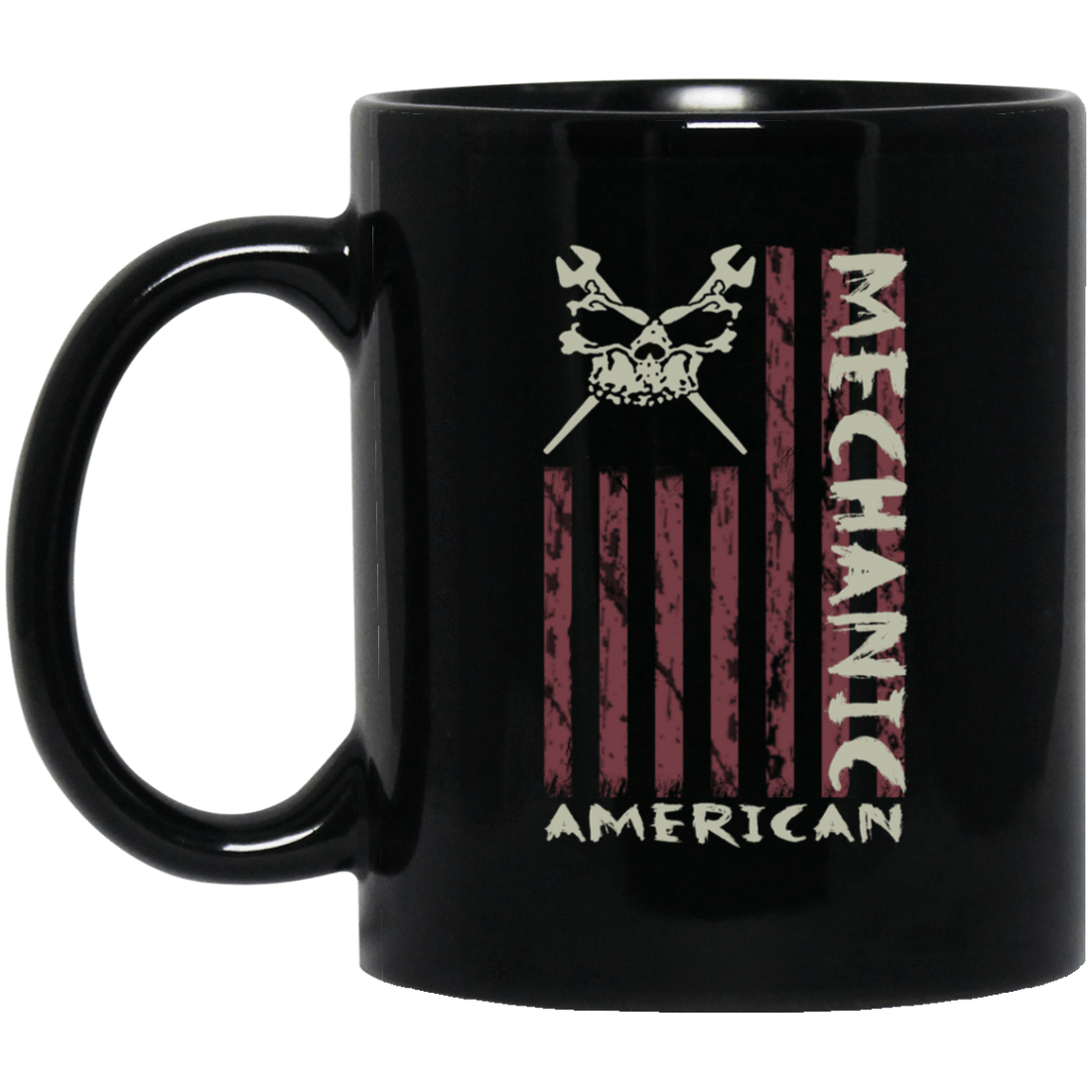 American Mechanic Skull Wrench Black Mug 11oz