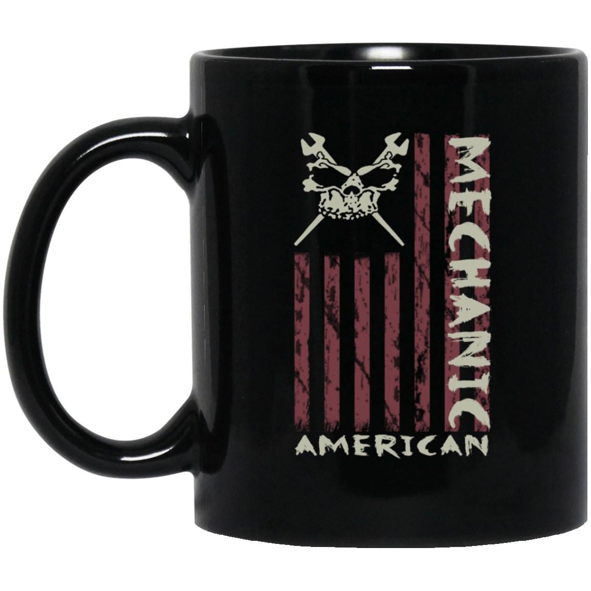 American Mechanic Skull Wrench Black Mug 11oz