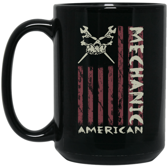 American Mechanic Skull Wrench Black Mug