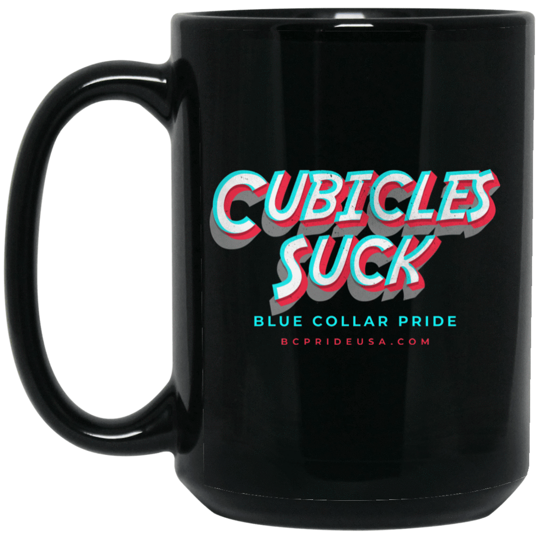 Cubicles Suck BCP Retro Black Mug