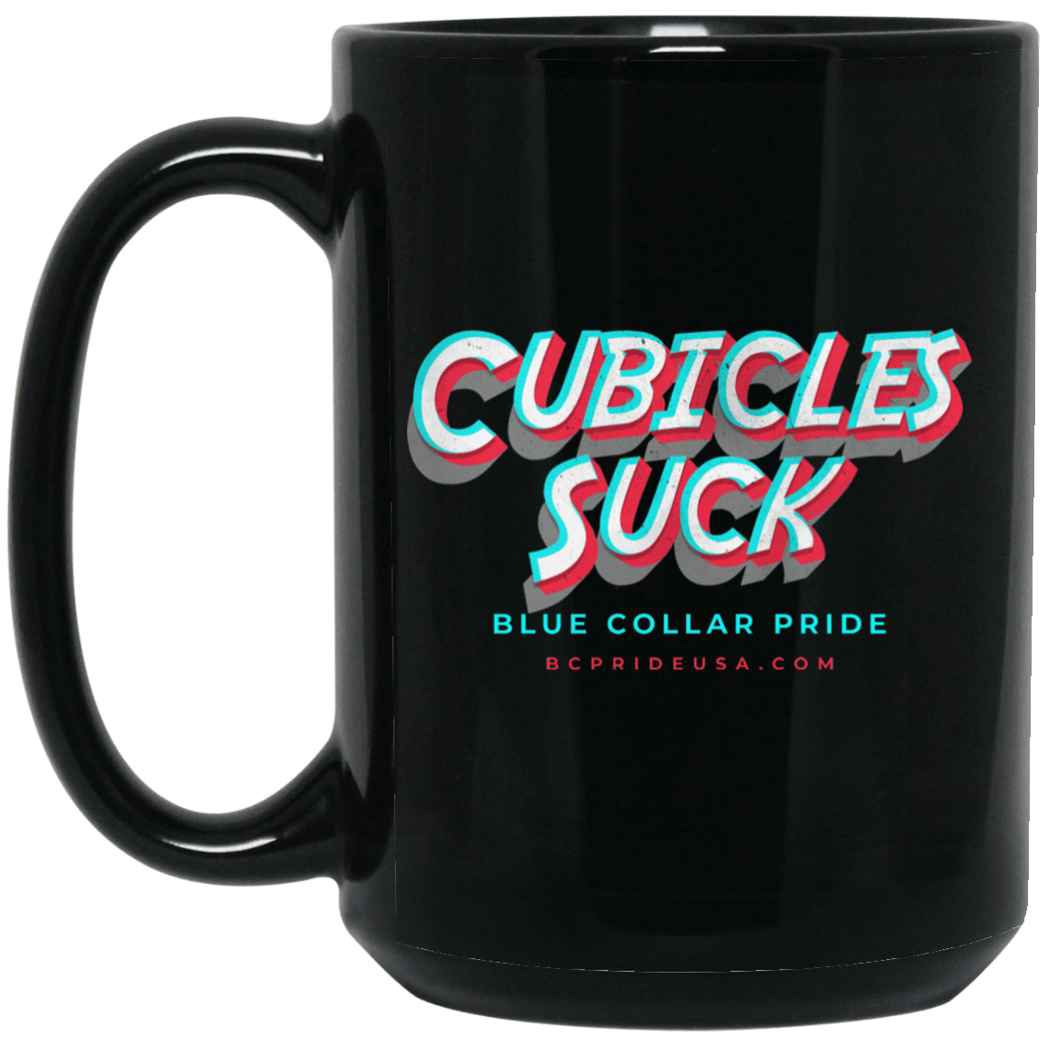 Cubicles Suck BCP Retro Black Mug