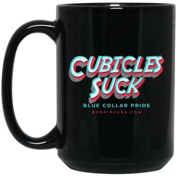 Cubicles Suck BCP Retro Black Mug