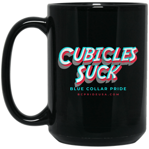 Cubicles Suck BCP Retro Black Mug