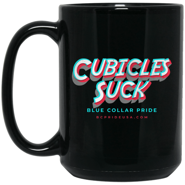 Cubicles Suck BCP Retro Black Mug