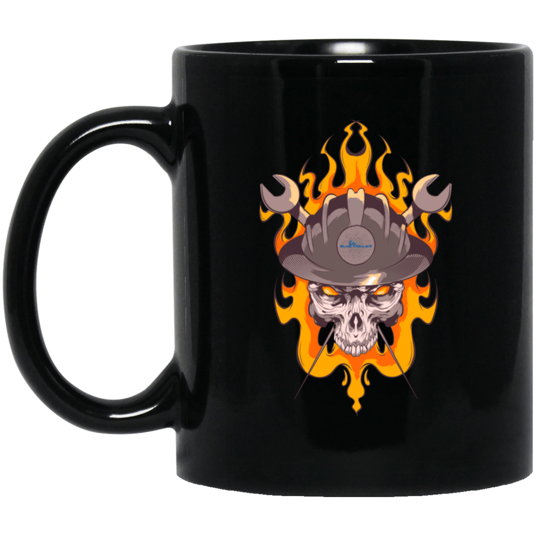 Iron Workers Skull Black Mug 11oz