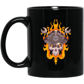 Iron Workers Skull Black Mug 11oz