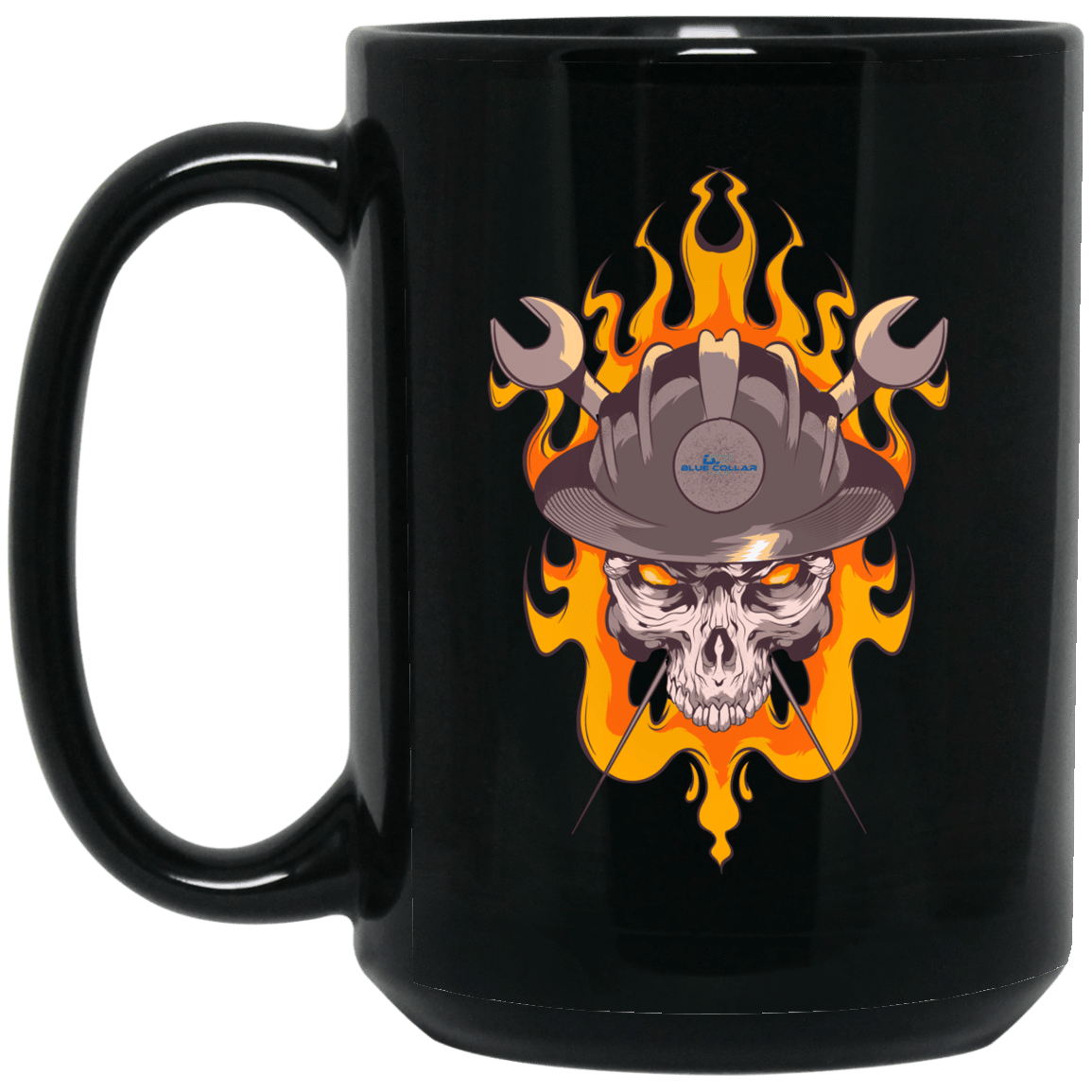 Iron Workers Skull Black Mug