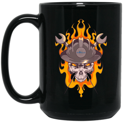 Iron Workers Skull Black Mug