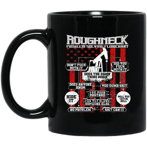 Roughneck Problem Solving Flowchart Black Mug 11oz