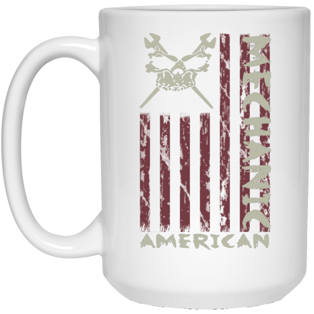 American Mechanic Skull Wrench White Mug