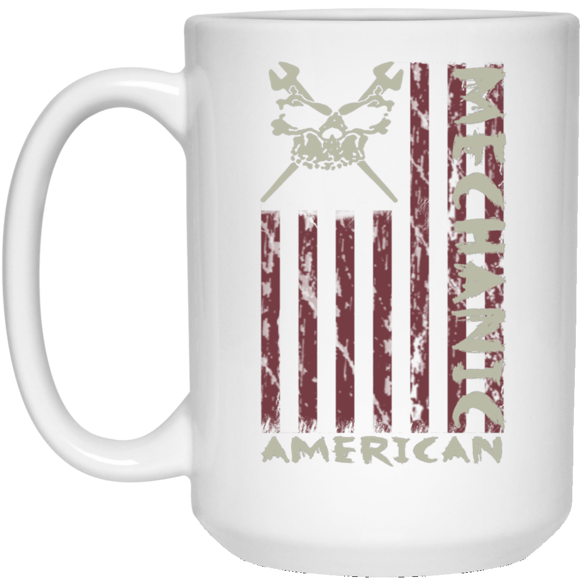 American Mechanic Skull Wrench White Mug