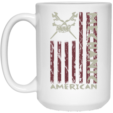 American Mechanic Skull Wrench White Mug