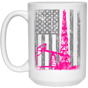 American Oil Field Pink White Mug