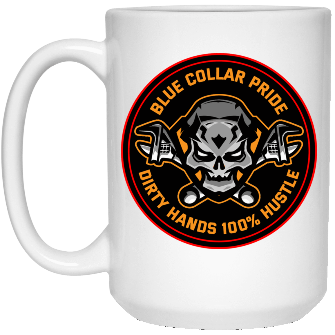 Dirty Hands 100 Percent Hustle Skull White Mug