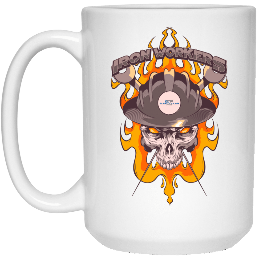 Iron Worker Skull White Mug