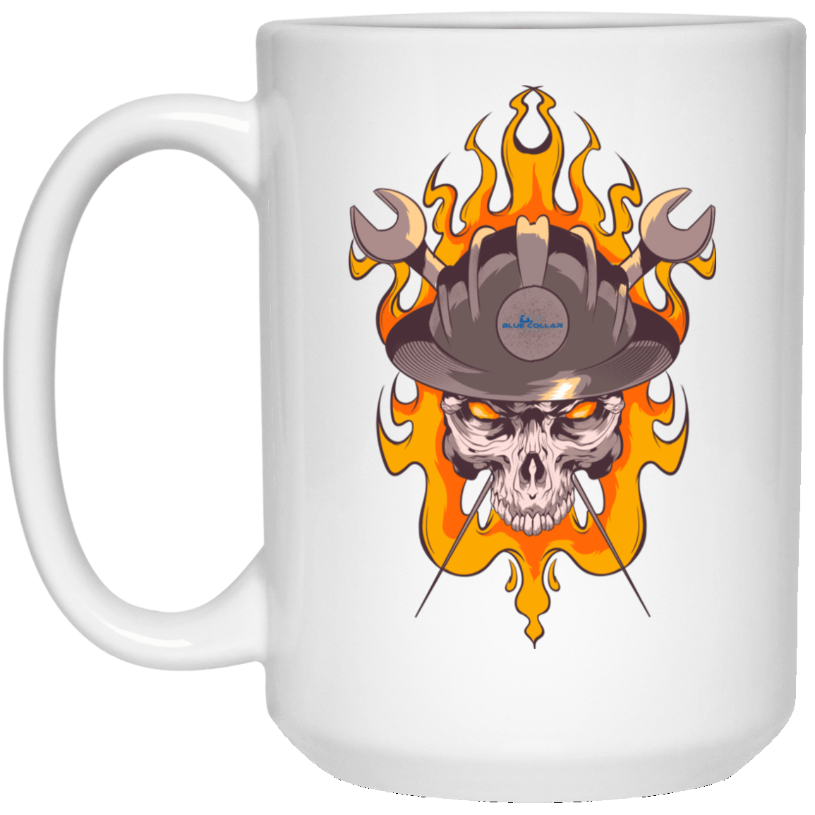Iron Workers Skull White Mug