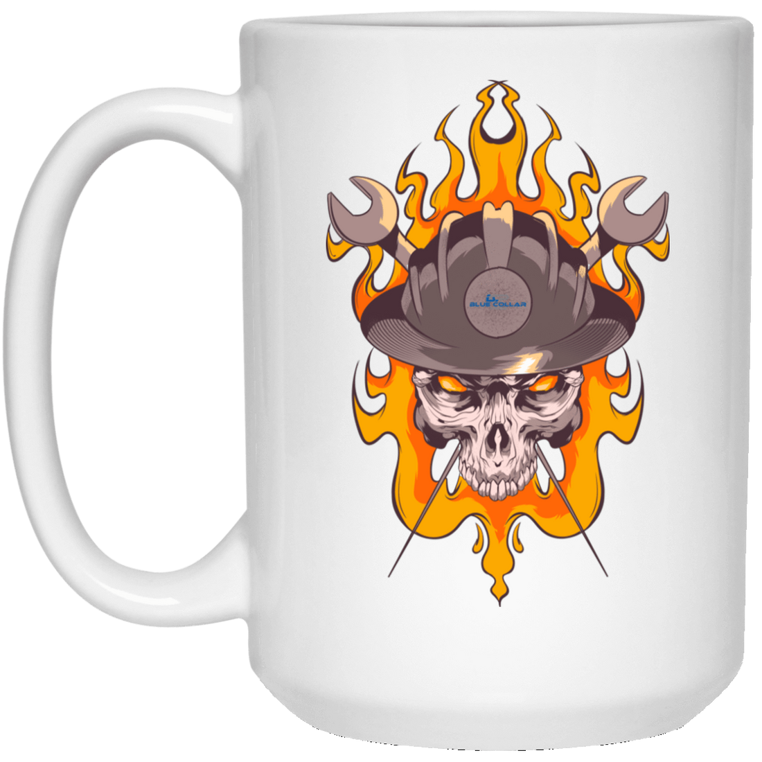 Iron Workers Skull White Mug