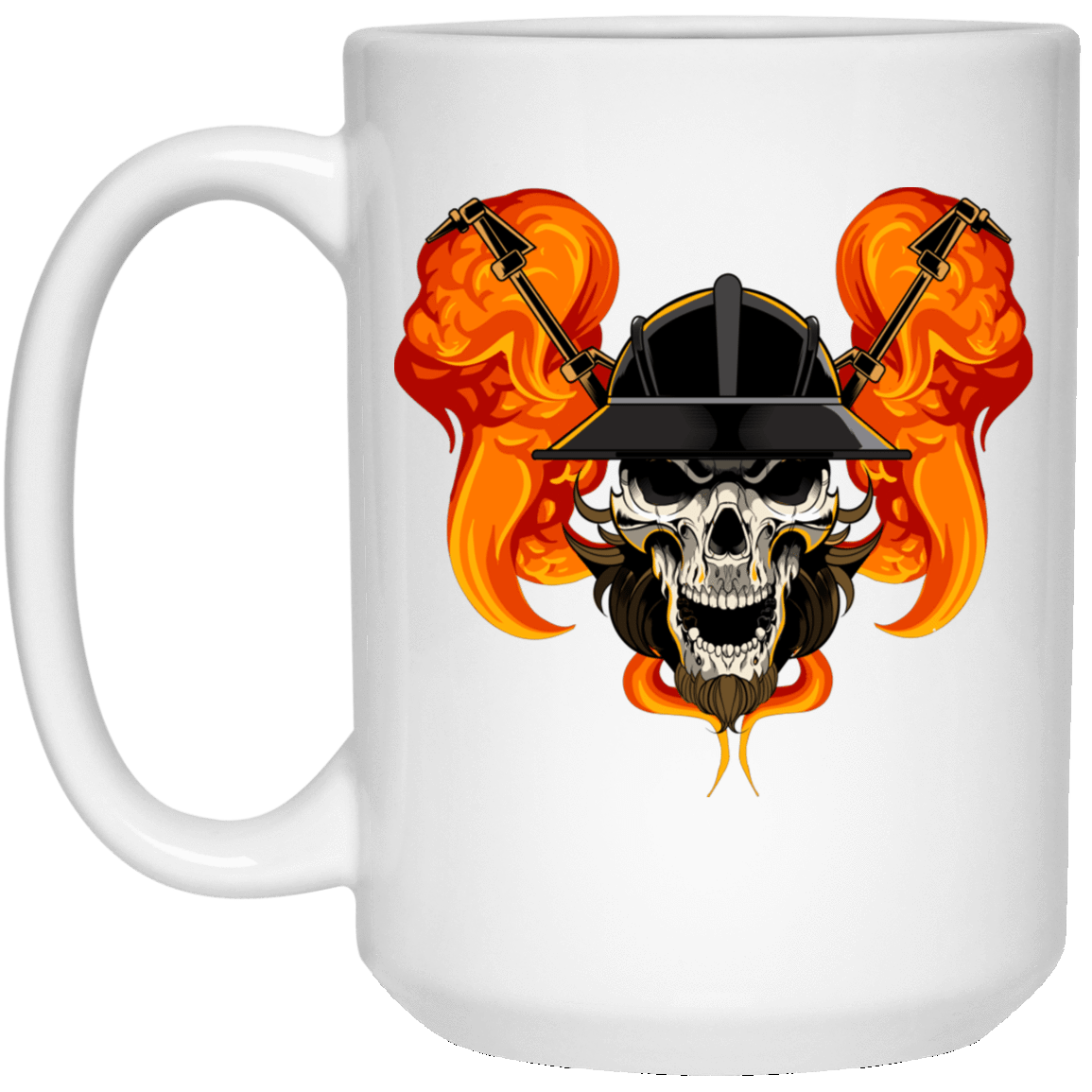 Welder Skull Flame White Mug
