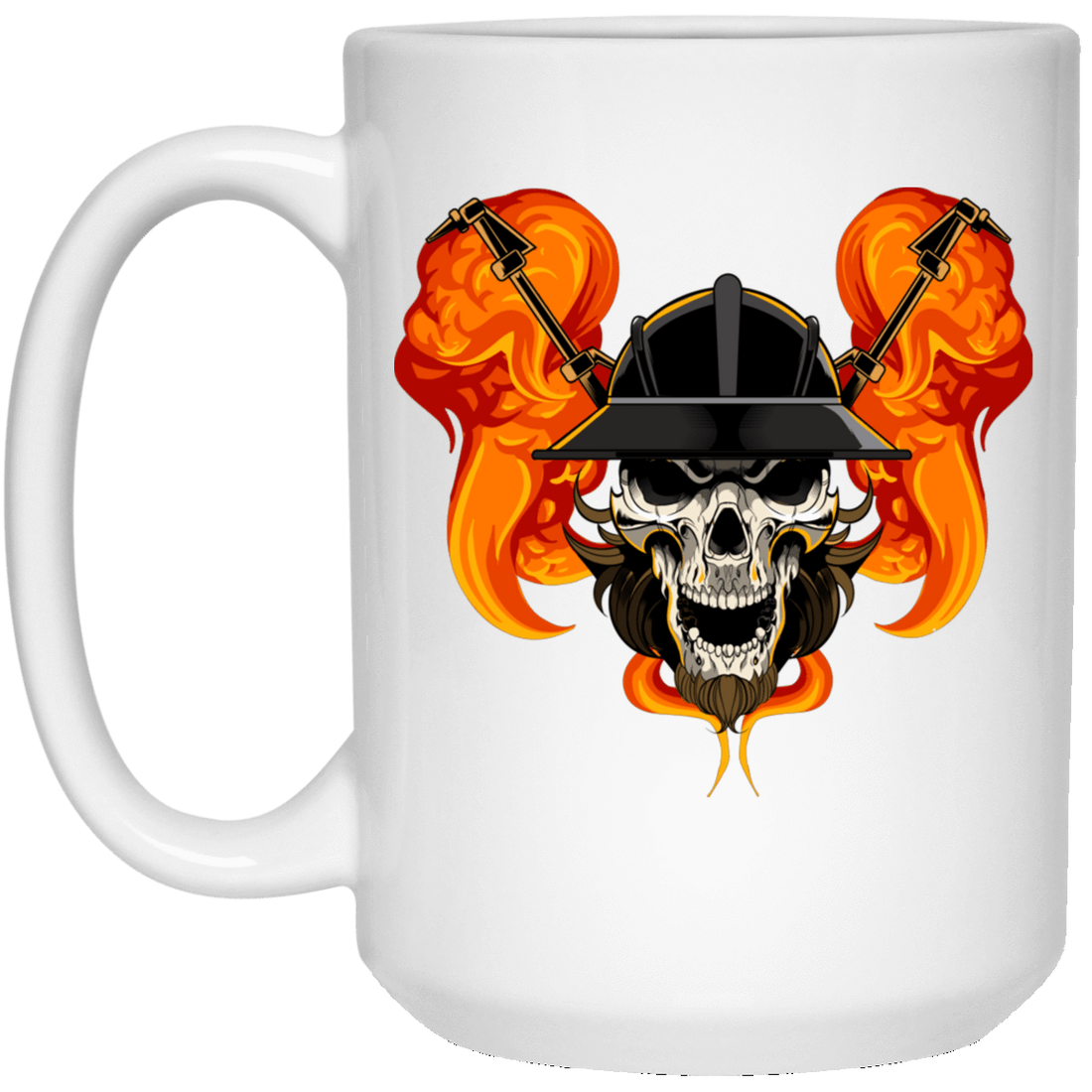 Welder Skull Flame White Mug