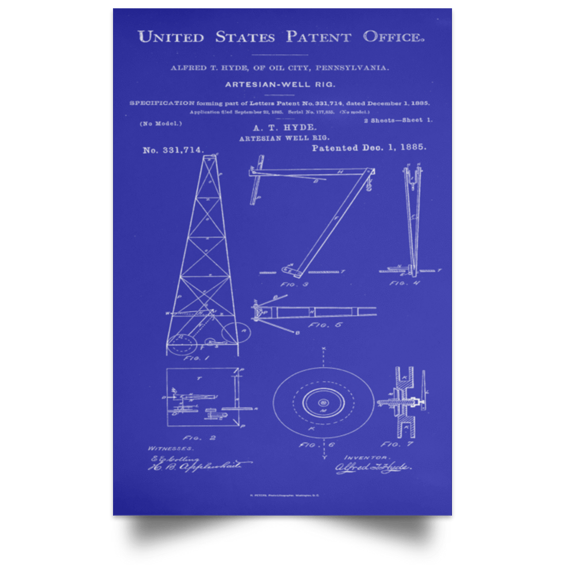 Artesian Well Rig US Patent August 1870