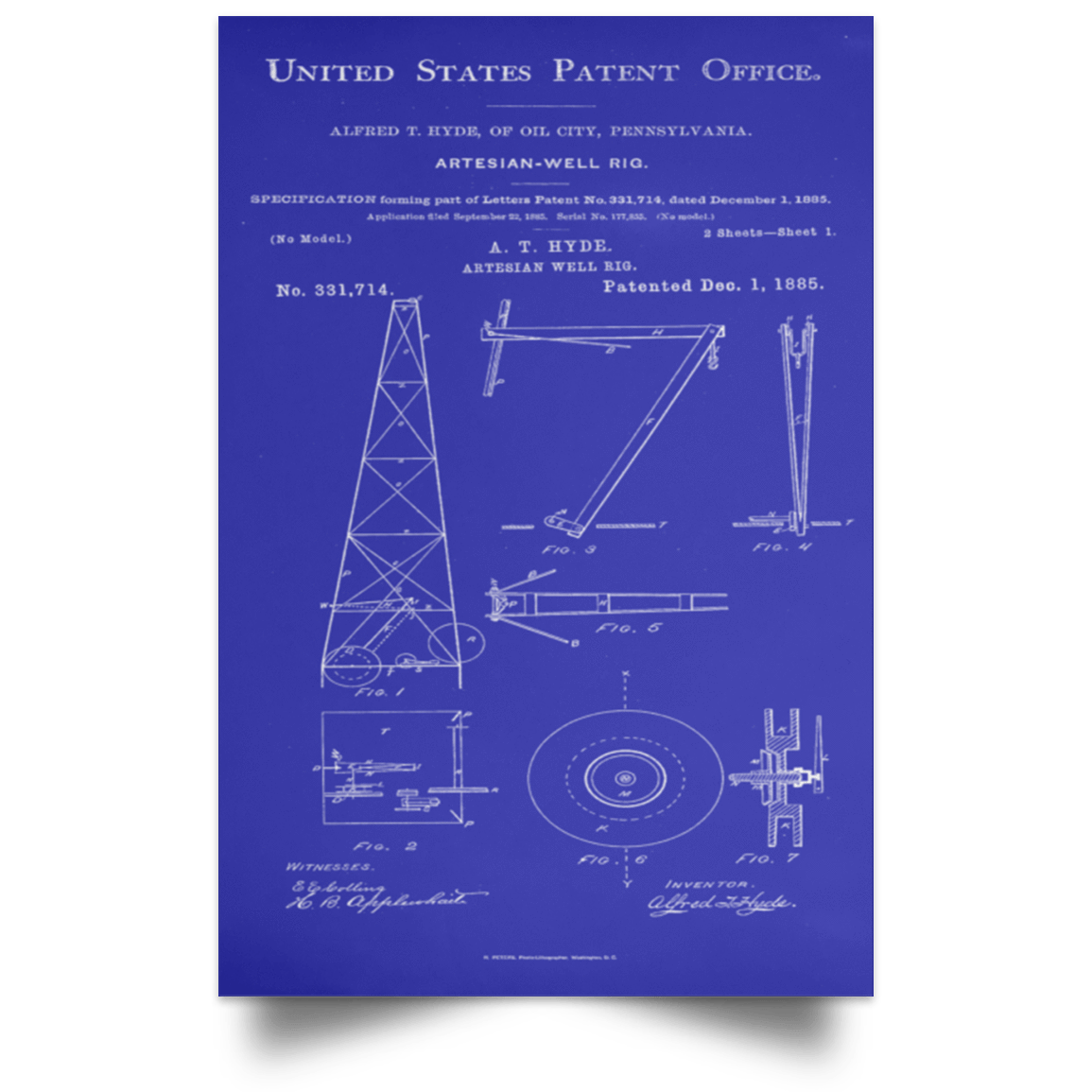 Artesian Well Rig US Patent August 1870