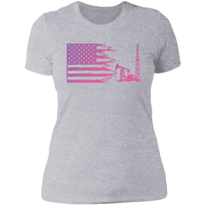Tattered American Oil Ladies Pink Tshirt