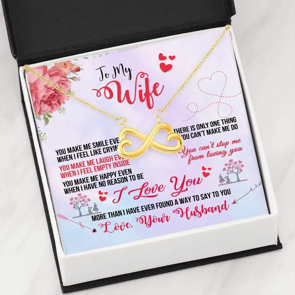 Infinity Hearts Necklace with On Demand Message Card for Wife