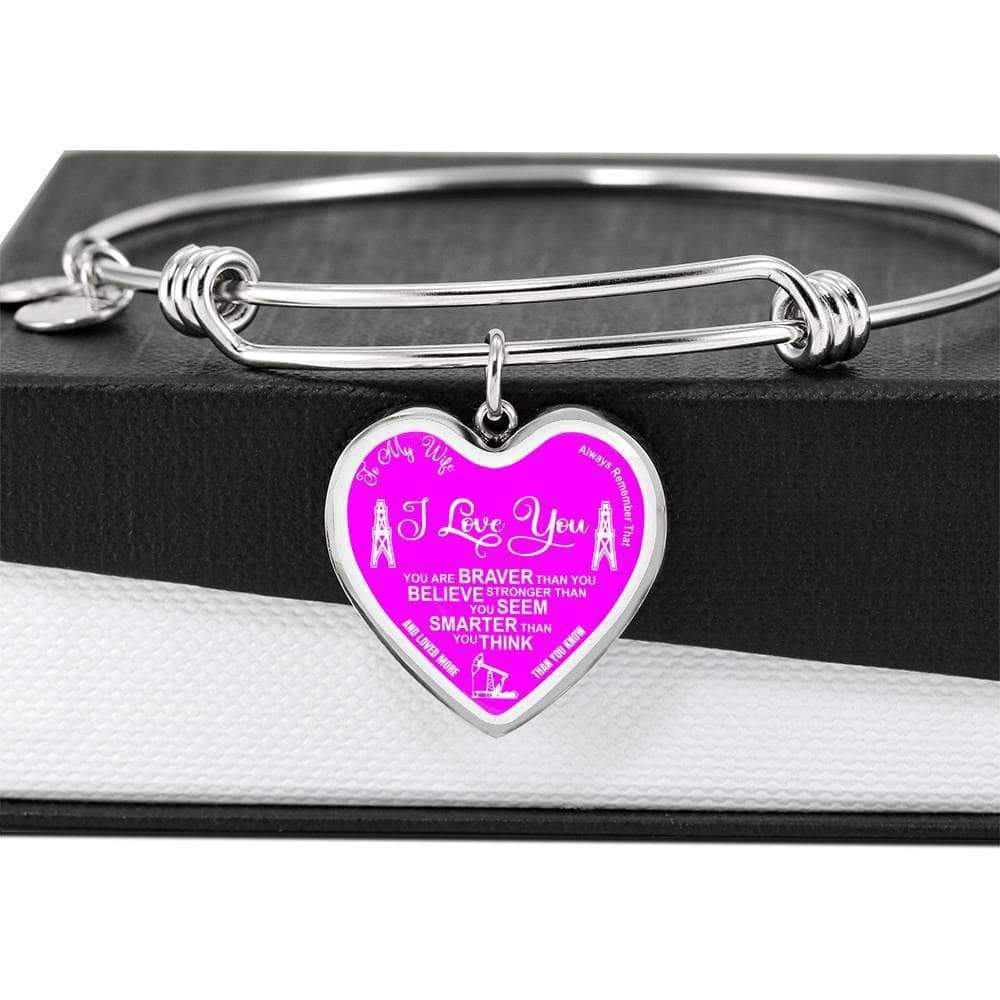 Oilfield Wife Heart Shape Bangle-Pink