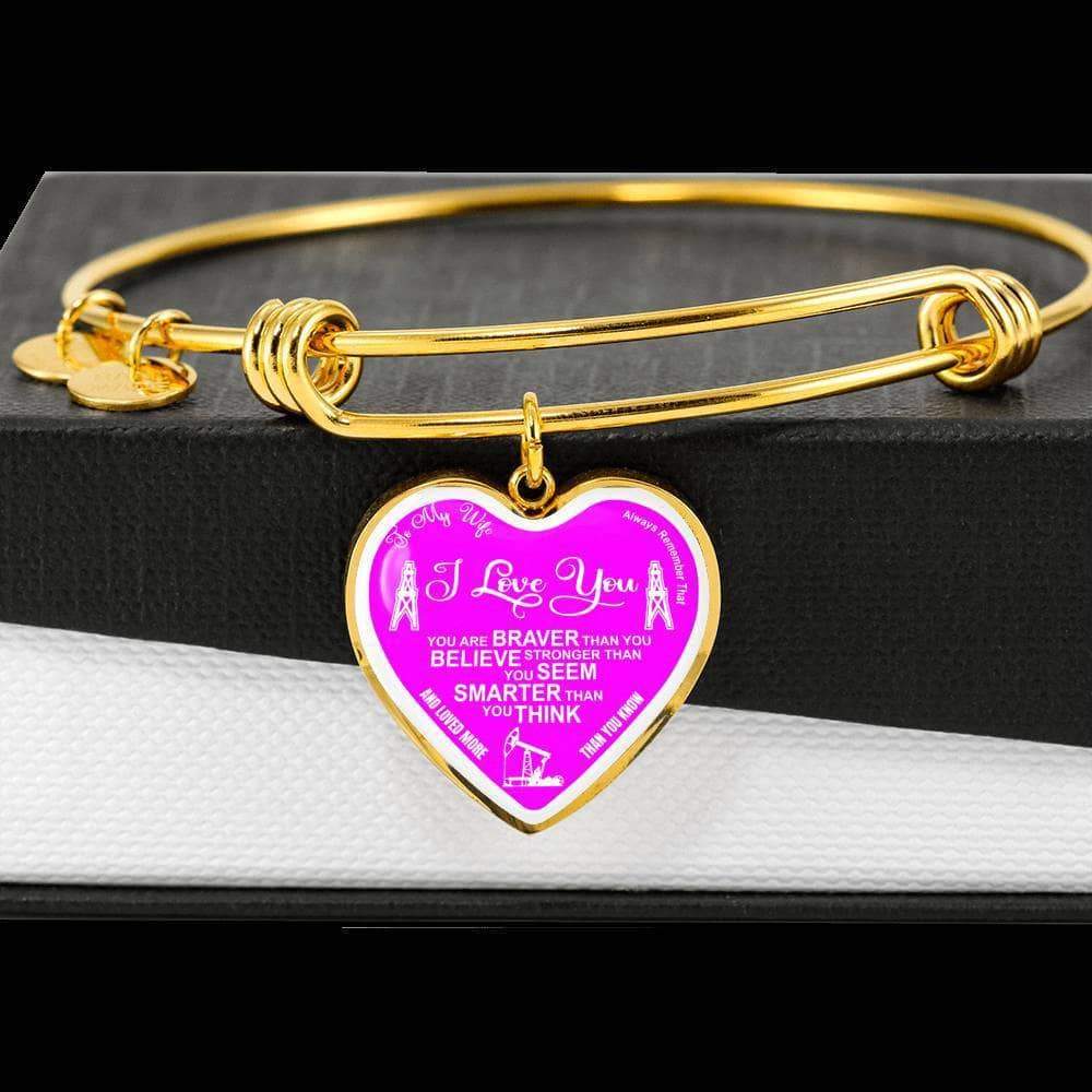 Oilfield Wife Heart Shape Bangle-Pink