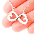 Infinity Hearts Necklace with On Demand Message Card for Wife