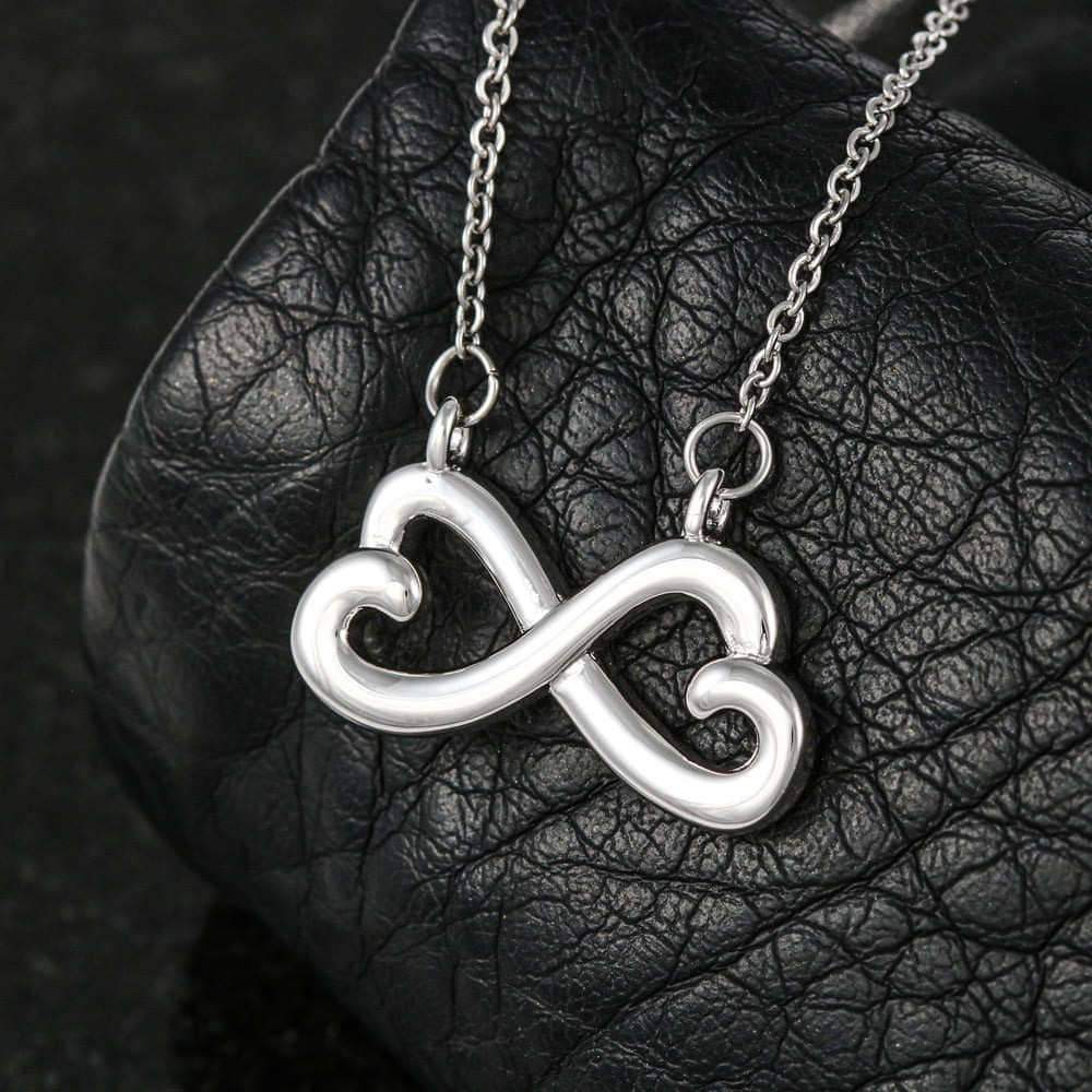 Infinity Hearts Necklace with On Demand Message Card for Wife