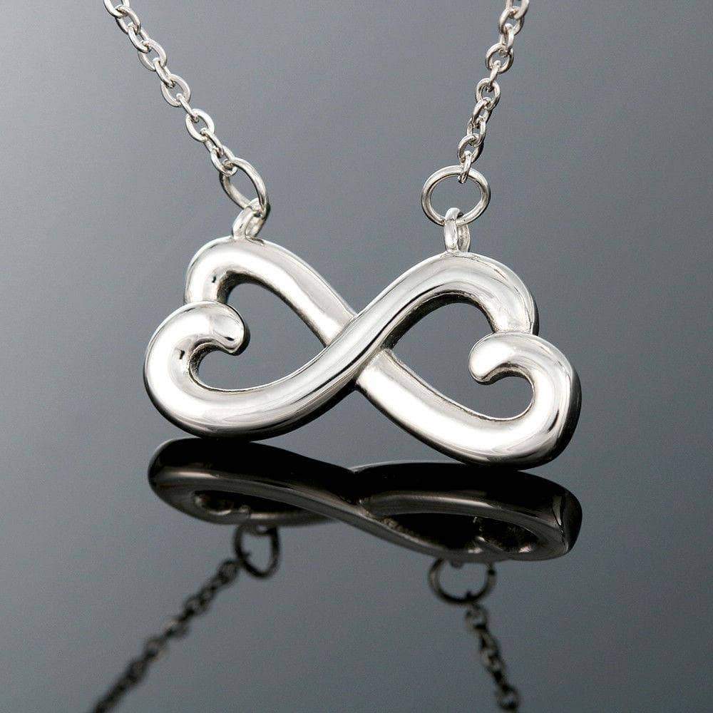 Infinity Hearts Necklace with On Demand Message Card for Wife