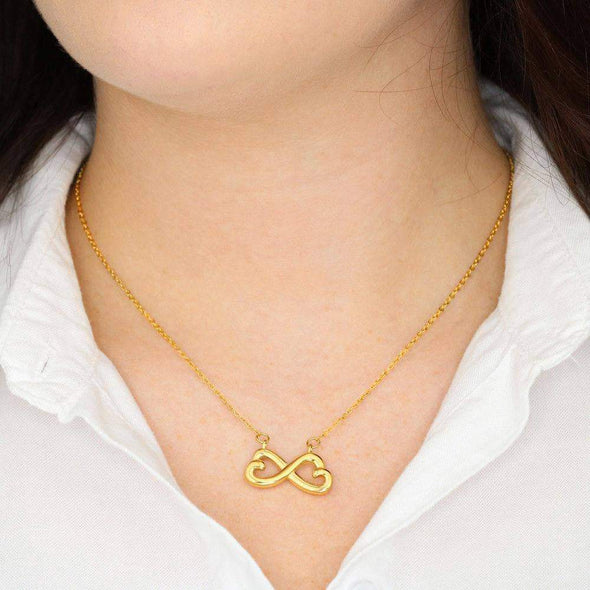 Infinity Hearts Necklace with On Demand Message Card for Wife