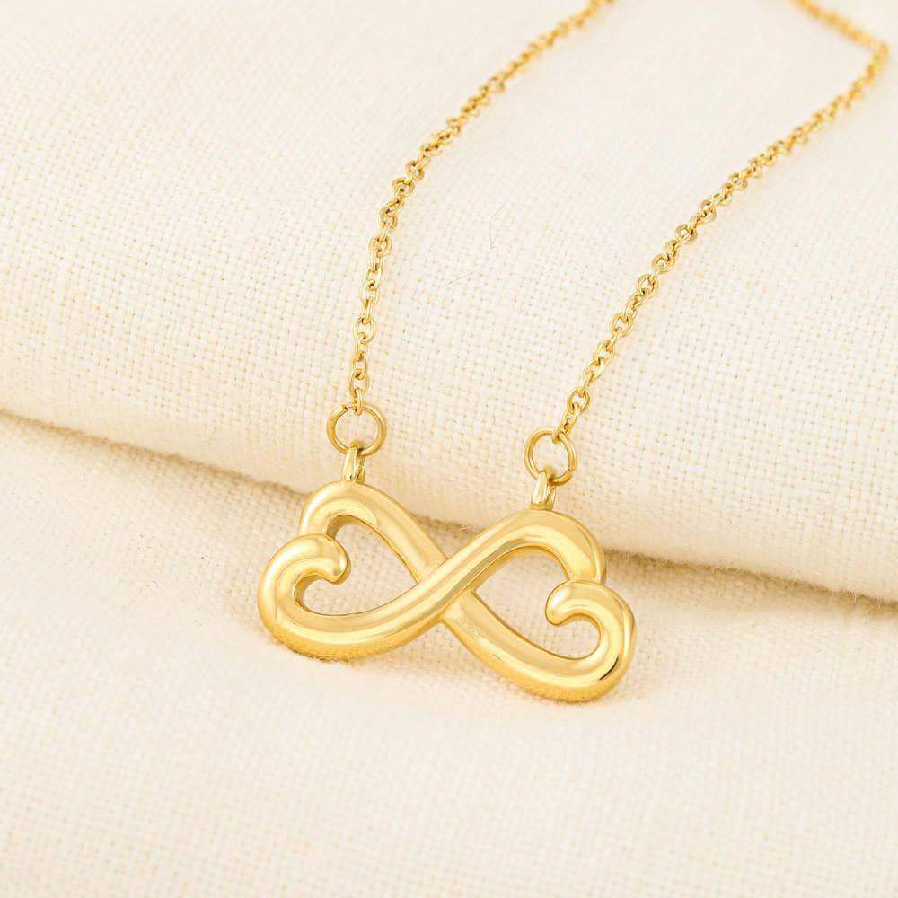 Infinity Hearts Necklace with On Demand Message Card for Wife