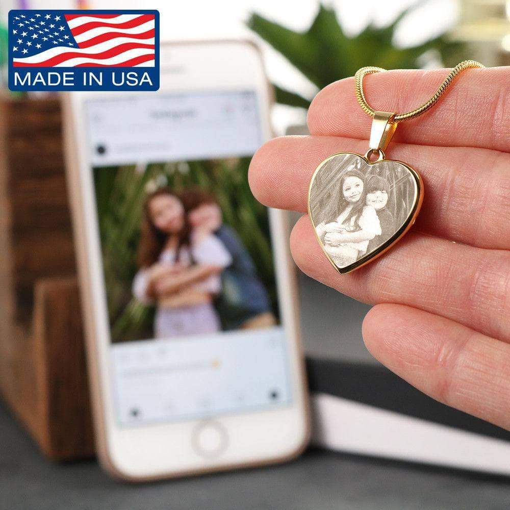 Personalized Photo Etched Heart Necklace