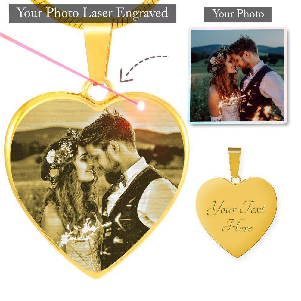 Personalized Photo Etched Heart Necklace