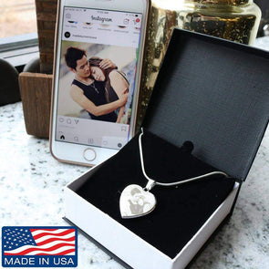 Personalized Photo Etched Heart Necklace