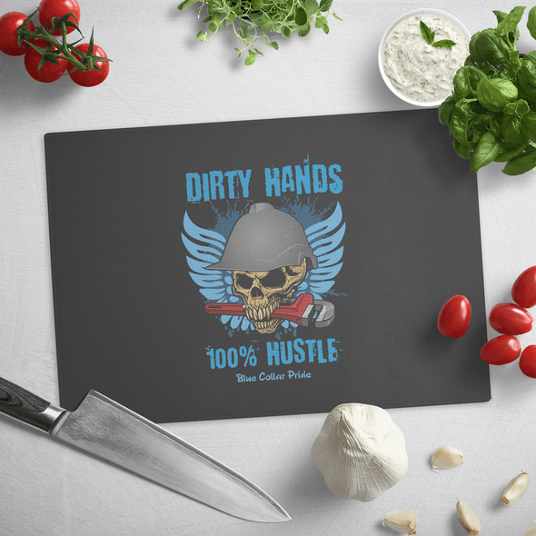 Dirty Hands Skull Glass Cutting Board