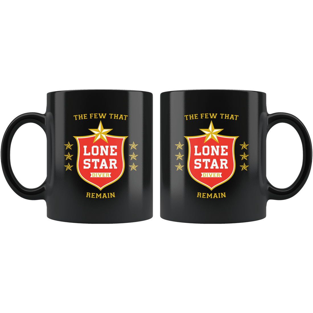 Lone Star Diver Black Coffee Mug 11oz